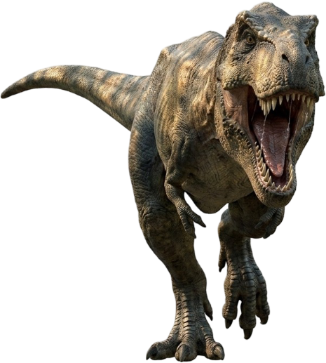 A T-rex popping out of the screen in immersive 3D depth